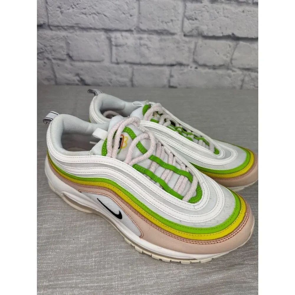 Nike Air Max 97 Shoes Womens Size 9.5 White Sneakers Feel Love Casual Athletic